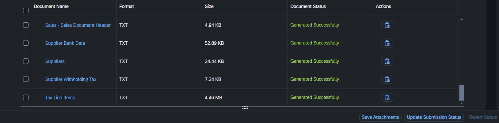 Figure 8 - Completed run output: individual audit files generated successfully, each downloadable in TXT format.